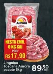 Rossi Supermercado Linguiça Toscana Aurora pacote 5kg oferta