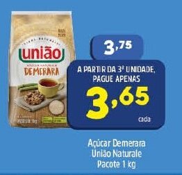 Arena Atacado Acucar Demerara uniao Naturale pacote 1kg oferta