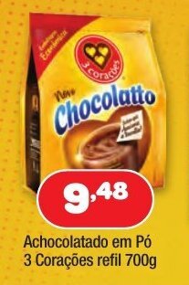 Costazul Supermercados Achocolatado em po 3 coracoes refil 700g oferta