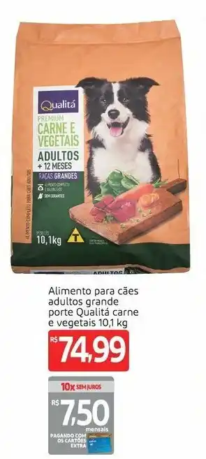 Extra Hiper Alimento para caes adultos grande porte Qualita carne e vegetais 10.1kg oferta