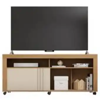 Rack bancada joy até 60 polegadas buriti/off white - caemmun