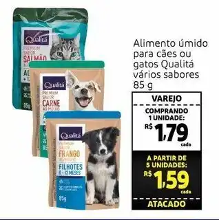 Extra Hiper Alimento umido para caes ou gatos Qualita varios sabores 85g oferta