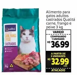 Extra Hiper Alimento para gatos adultos castrados Qualita carne, frango e peixe 3kg oferta