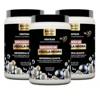 Beleza Natural Trio pentear explosão de pérola negra de 1 kg oferta