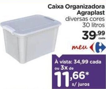 Carrefour Caixa Organizadora Agraplast diversas cores 30 litros oferta