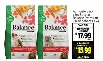Alimento para caes filhotes Balance Premium varios sabores 1kg