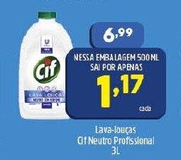 Arena Atacado Lava Loucas Cif Neutro Profisional 3L oferta