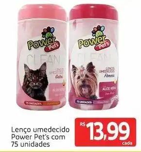 Lenco umedecido Power Pet's com 75 undiades