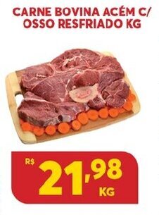 Atacadão Centro Sul Carne Bovina Acem c/ Osso resfriado 1kg oferta