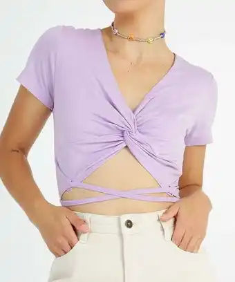 Marisa Blusa cropped feminina nó tiras amarração oferta