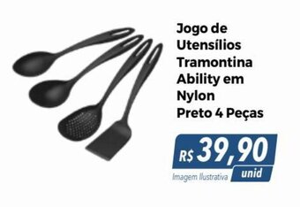 Hiper Moreira Jogo de Utensílios Tramontina Ability em Nylon Preto 4 Peças oferta