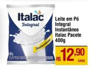 Max Atacadista Leite em Pó Integral Instantâneo Italac Pacote 400g oferta