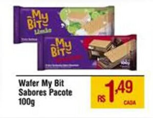 Max Atacadista Wafer My Bit Sabores Pacote 100g oferta