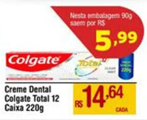 Max Atacadista Creme Dental Colgate Total 12 Caixa 220g oferta