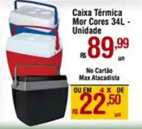 Max Atacadista Caixa Térmica Mor Cores 34L-Unidade oferta