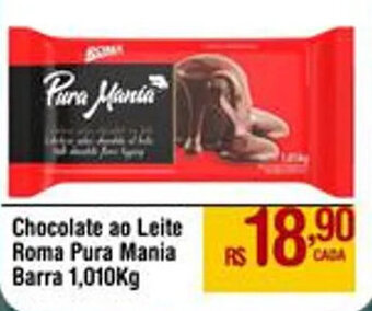 Max Atacadista Chocolate ao leite Roma Pura Mania Barra 1,010Kg oferta