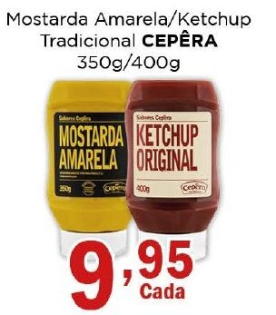 Supermercados Mundial Mostarda Amarela/Ketchup Tradicional CEPÊRA 350g/400g oferta