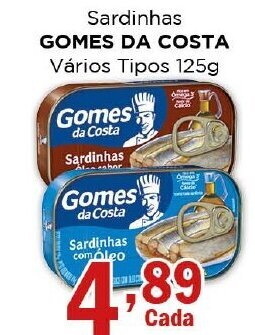 Supermercados Mundial Sardinhas GOMES DA COSTA Vários Tipos 125g oferta
