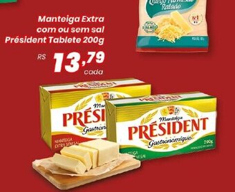 Supermercados Mundial Manteiga Extra com ou sem sal Président Tablete 200g oferta