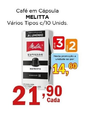 Supermercados Mundial Café em Cápsula MELITTA Vários Tipos c/10 Unids. oferta