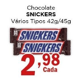 Supermercados Mundial Chocolate SNICKERS Vários Tipos 42g/45g oferta