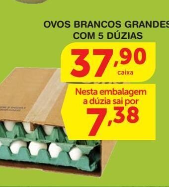 Roldão Ovos brancos grandes com 5 dúzias oferta