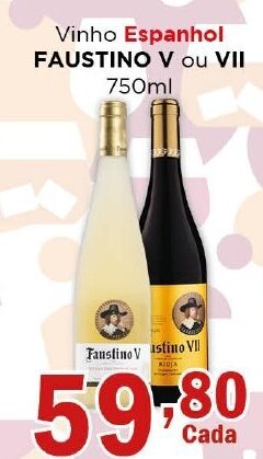 Supermercados Mundial Vinho Espanhol FAUSTINO V ou VII 750ml oferta