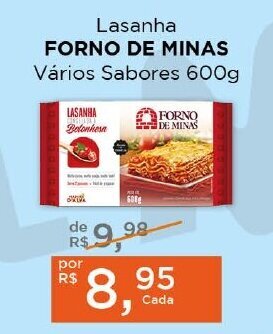 Supermercados Mundial Lasanha FORNO DE MINAS Vários Sabores 600g oferta