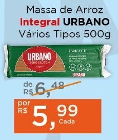 Supermercados Mundial Massa de Arroz Integral URBANO Vários Tipos 500g oferta