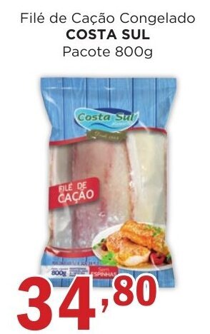 Supermercados Mundial Filé de Cação Congelado COSTA SUL Pacote 800g oferta