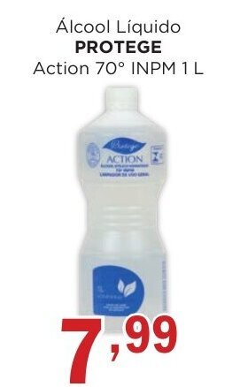 Supermercados Mundial Álcool Líquido PROTEGE Action 70° INPM 1 L oferta