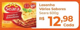 Supermercados Mundial Lasanha Vários Sabores Seara 600g oferta
