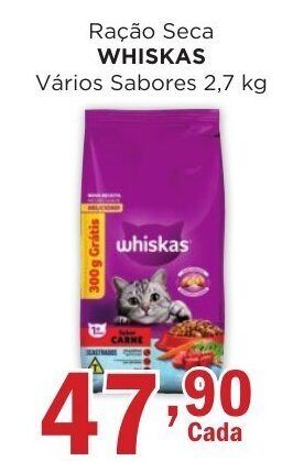 Supermercados Mundial Ração Seca WHISKAS Vários Sabores 2,7 kg oferta