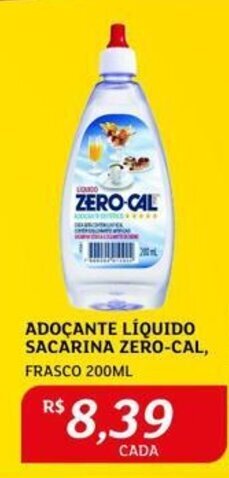 ADOÇANTE LÍQUIDO SACARINA ZERO-CAL, FRASCO 200ML