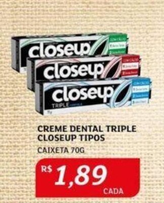CREME DENTAL TRIPLE CLOSEUP TIPOS CAIXETA 70G