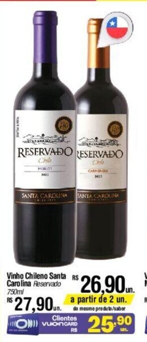 Fort Atacadista Vinho Chileno Santa Carolina Reservado 750ml oferta