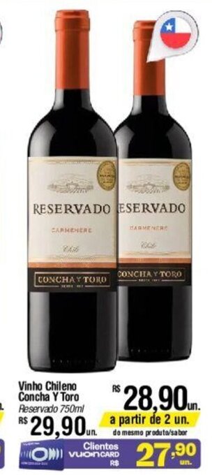 Fort Atacadista Vinho Chileno Concha y Toro Reservado 750ml oferta
