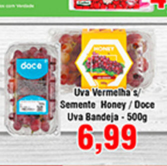 Shibata Supermercados Uva Vermelha s/ Semente Honey / Doce Uva bandeja 500g oferta