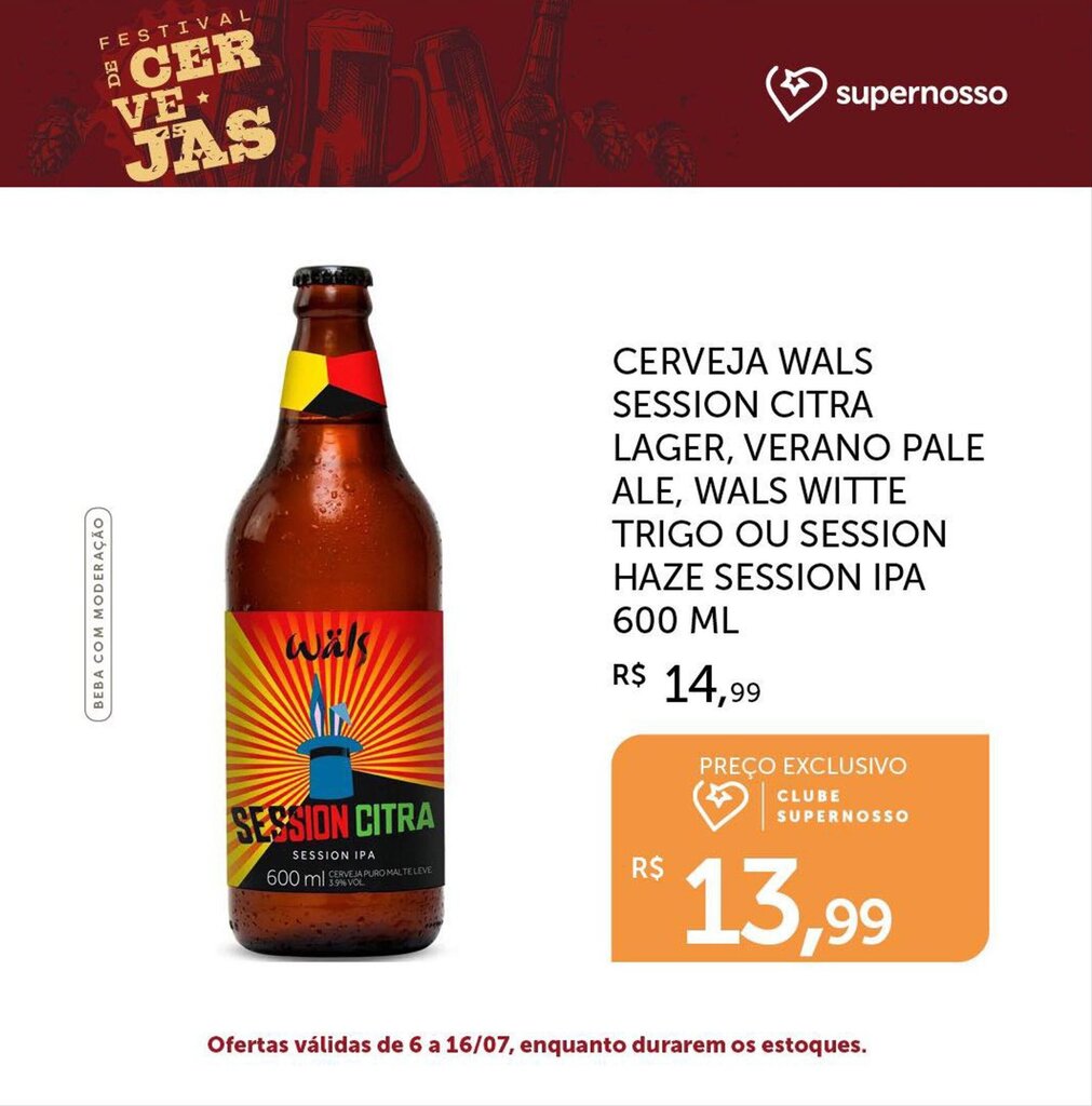 CERVEJA WALS SESSION CITRA LAGER, VERANO PALE ALE, WALS WITTE TRIGO OU