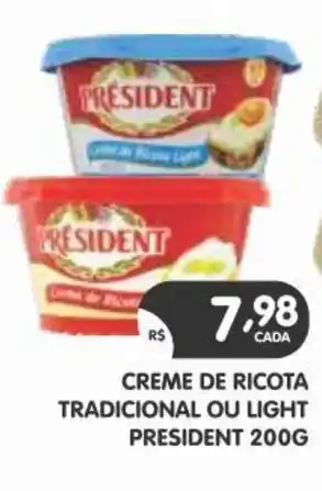 Supermercados Real CREME DE RICOTA TRADICIONAL OU LIGHT PRESIDENT 200G oferta