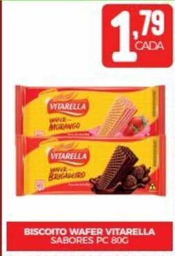 Fort Atacadista BISCOITO WAFER VITARELLA SABORES PC 80G oferta
