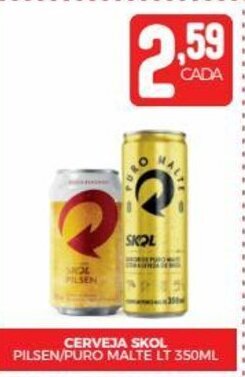 Fort Atacadista CERVEJA SKOL PILSEN/PURO MALTE LT 350ML oferta