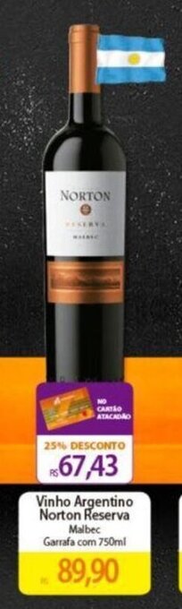 Vinho Argentino Norton Reserva Malbec Garrafa com 750ml