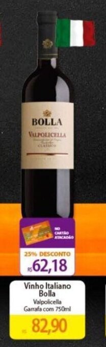 Atacadão Vinho Italiano Bolla Valpolicella Garrafa com 750ml oferta