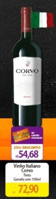Atacadão Vinho Italiano Corvo Tinto Garrafa com 750ml oferta