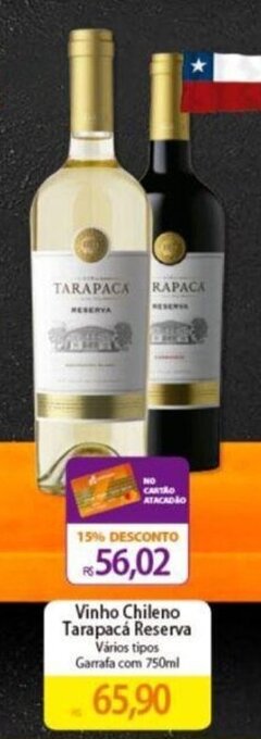 Atacadão Vinho Chileno Tarapacá Reserva Vários tipos Garrafa com 750ml oferta