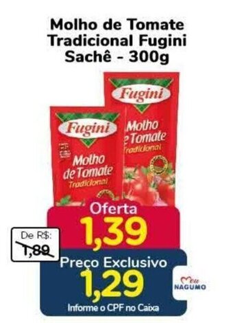 Nagumo Molho de Tomate Tradicional Fugini Sachê - 300g oferta