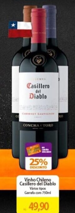 Atacadão Vinho Chileno Casillero del Diablo Vários tipos Garrafa com 750ml oferta