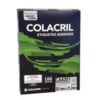 Etiqueta adesiva (38,1 x 21,2)mm, 5 colunas, pacote c/6500, ca4351, colacril