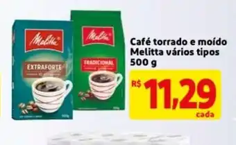 Mercado Extra Cafe torrado e moida Melitta varios tipos 500g oferta